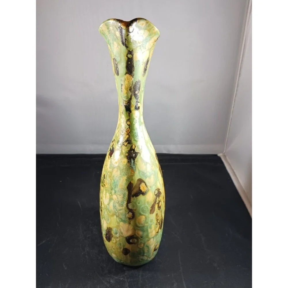 Vintage MCM Multicolor Handmade Pottery Vase